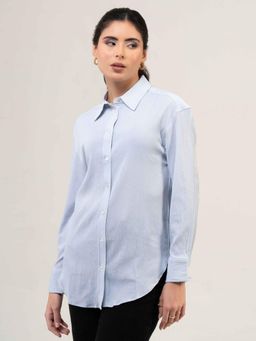 Urban Sundari - Women Classic Organic Cotton Full Sleeve Blue Shirt