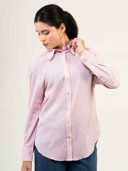 Urban Sundari - Women Classic Organic Cotton Full Sleeve Pink Shirt