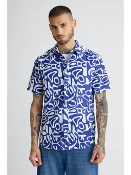FREAKINS - Mens Blue Geo-Abstract Shirt