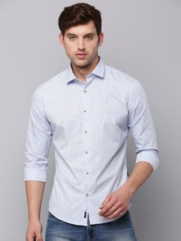 SHOWOFFFF - Mens Spread Collar Blue Printed Shirt