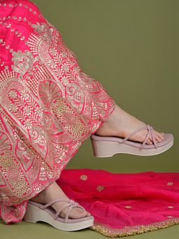 Shoetopia - Women Pink Wedge Sandals