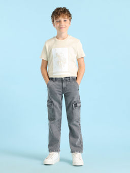 U.S. POLO ASSN. - Grey Solid Regular Fit Jeans