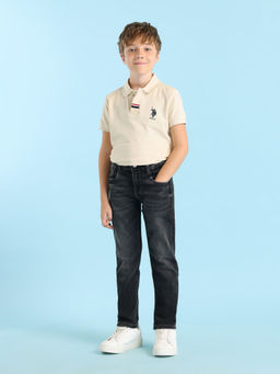 U.S. POLO ASSN. - Black Solid Slim Fit Jeans
