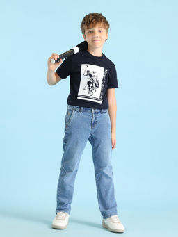 U.S. POLO ASSN. - Blue Solid Relaxed Fit Jeans