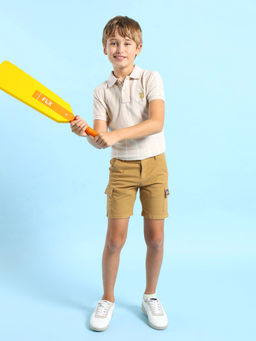 U.S. POLO ASSN. - Khaki Self Design Regular Fit Shorts