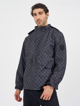 Styli - Men All Over Printed Hooded Concealed Pocket Detail Lined Parka Jacket