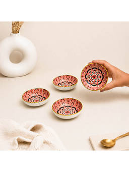 Voncasa - Round Ceramic Microwave Safe Chutney Bowls 90ml Each (Pack of 4)