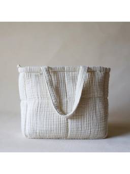 Akiiko - White Fyra Grid Tote Bag