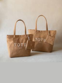 Akiiko - Brown Grain Curve Embroidered Tote Bag