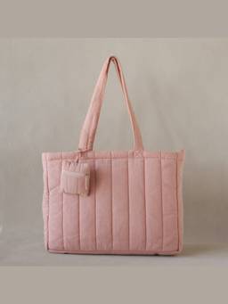 Akiiko - Pink Crinkle Stripe Tote Bag