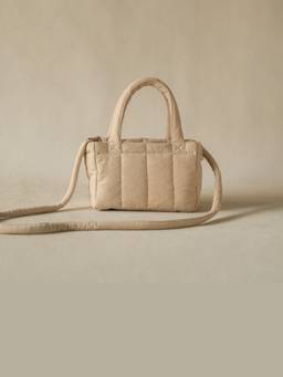 Akiiko - Beige Mini Crinkle Stripe Tote Bag