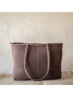 Akiiko - Brown Fyra Grid Tote Bag