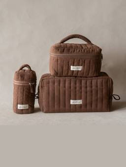 Akiiko - Brown Pack of 3 Espresso on-the-go Beauty Pouch