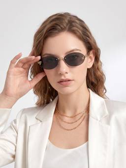 HASHTAG EYEWEAR - Women Oval Grey Sunglass-RL-19072A2-GLD-GRY (38)