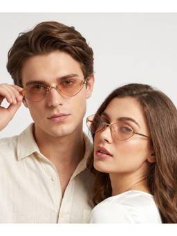 HASHTAG EYEWEAR - Women Diamond Light Brown Sunglass-RL-190792-L-YLO (54)