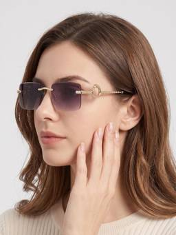 HASHTAG EYEWEAR - Purple Rectangle Rimless Casual Unisex Sunglass - RL-125122-GLD.PPL (38)
