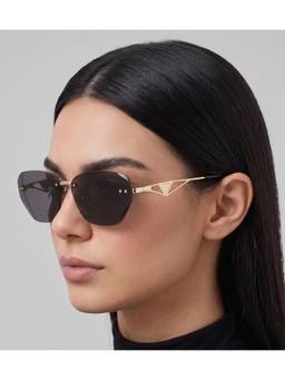 HASHTAG EYEWEAR - Black Rectangle Rimless Casual Unisex Sunglass - RL-175262-GLD.BLK (41)