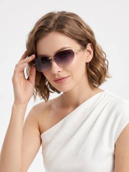 HASHTAG EYEWEAR - Purple Rectangle Rimless Casual Unisex Sunglass - RL-175262-GLD.PPL (41)