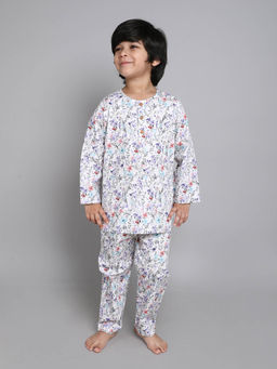 Little Clothings - Unisex-Printed Shirt Round Neck with Matching Pyjama-Multi (Set of 2)
