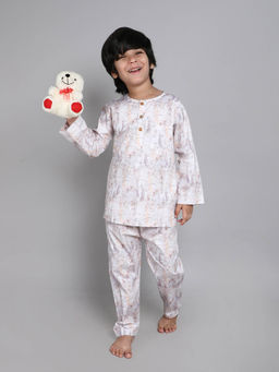 Little Clothings - Unisex-Printed Shirt Round Neck with Matching Pyjama-Grey (Set of 2)