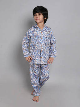 Little Clothings - Unisex-Printed Shirt with Matching Pyjama-Navy Blue (Set of 2)