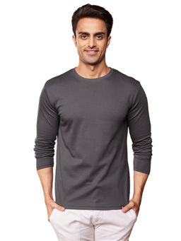 The Souled Store - Supima Cotton Full Sleeve Charcoal Supima Full Sleeve T-shirt For Mens