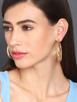Sohi - Gold Plated Circular Hoop Earrings