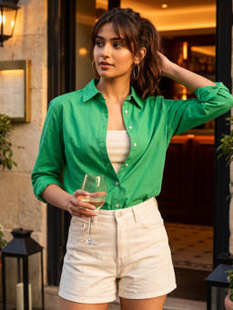 Bewakoof - Women Green Solid Shirt