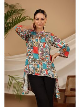 Juniper - Multi-Color Patchwork Printed Asymmetric Tunic