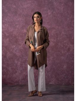 Juniper - Beads Sequence Thread Work Brown Viscose Shirt