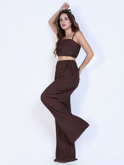 SHOWOFF - Women Brown Solid Co-Ord (Set of 2)