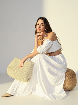 SHOWOFFFF - Women White Solid Co-Ord (Set of 2)