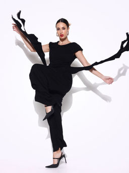 SHOWOFF - Women Solid Black Co-Ord (Set of 2)