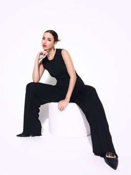 SHOWOFF - Women Solid Black Co-Ord (Set of 2)