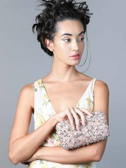 Odette - Gorgeous pink embellished oval-shaped sling bag