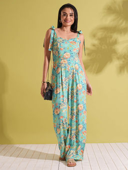 Globus - Blue Viscose Sweetheart Jumpsuit