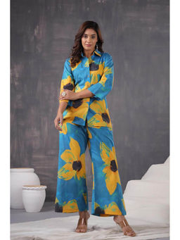 Autumnlane - Yellow Cotton Collar Neck Shirt with Pant (Set of 2)