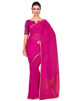 Mimosa - Chiffon Pink Saree With Blouse Piece