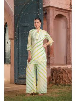 Scakhi - Green Leheriya Georgette Co-Ord