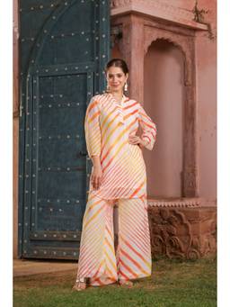 Scakhi - Orange Leheriya Georgette Co-Ord