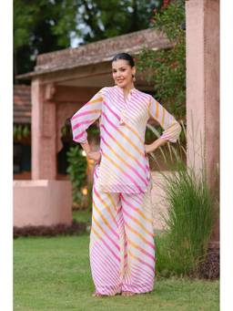Scakhi - Pink Leheriya Georgette Co-Ord