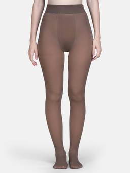 NEXT2SKIN - Women's Thermal Dual Tone Warm Fleece Lined Winter Pantyhose Brown Stockings (M-XL )