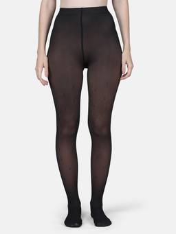 NEXT2SKIN - Women's Fashion Dual-Tone Black Heart Pattern Nylon Pantyhose Stockings (S-2XL)