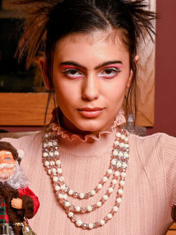 Odette - Stunning Artificial Peach Beaded Layered Necklace