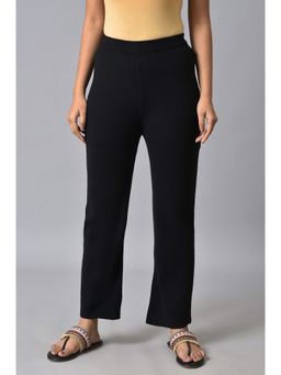 W - Black Solid Straight Pant