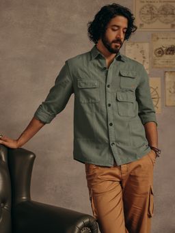 Andamen - Men Pocket Detail Cotton Regular Fit Overshirt