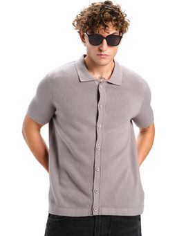 Bonkers Corner - Men Grey Muse Casual Half Sleeve Shirt
