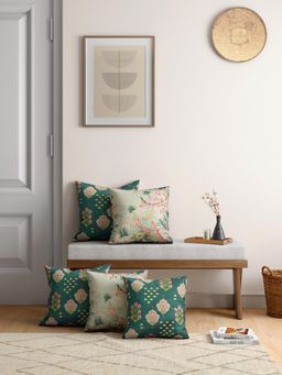 India Circus by Krsnaa Mehta - Inflorescence Frolic Satin Blend Cushion Cover Set Of 5