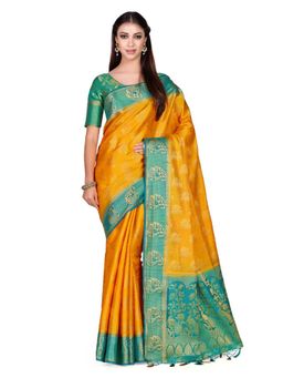 Mimosa - Silk Mustard Saree With Blouse Piece
