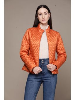 Label Ritu Kumar - Orange Quilted Puffer Jacket